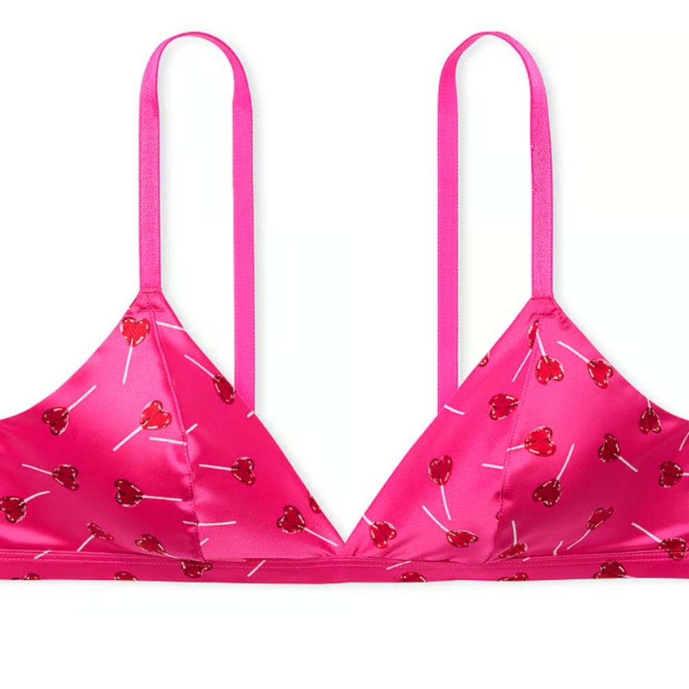 Victoria's Secret Tease Pink Lollipop Triangle Bralette Bra M Medium Size A-C